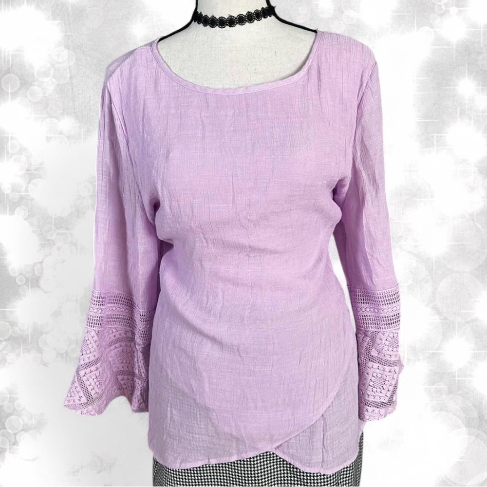 Boho Style Lavender Lace Long Sleeve Top